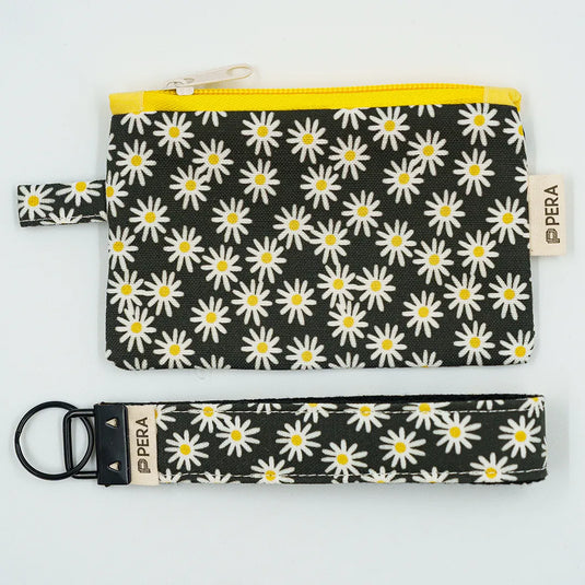 Midnight Daisy Zippered Wallet